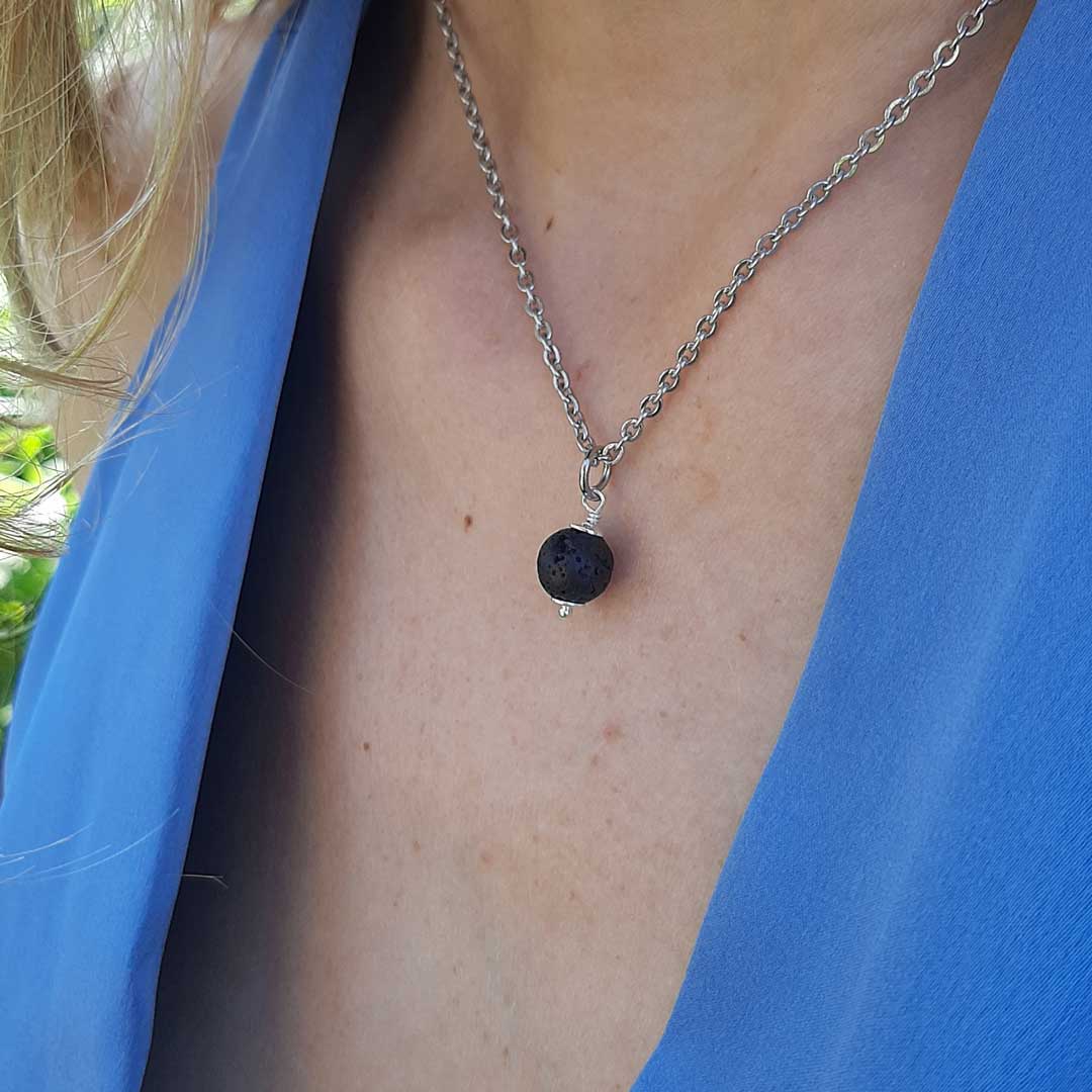 PIETRA LAVA - Collana regolabile in acciaio inossidabile free nickel - Zen Home