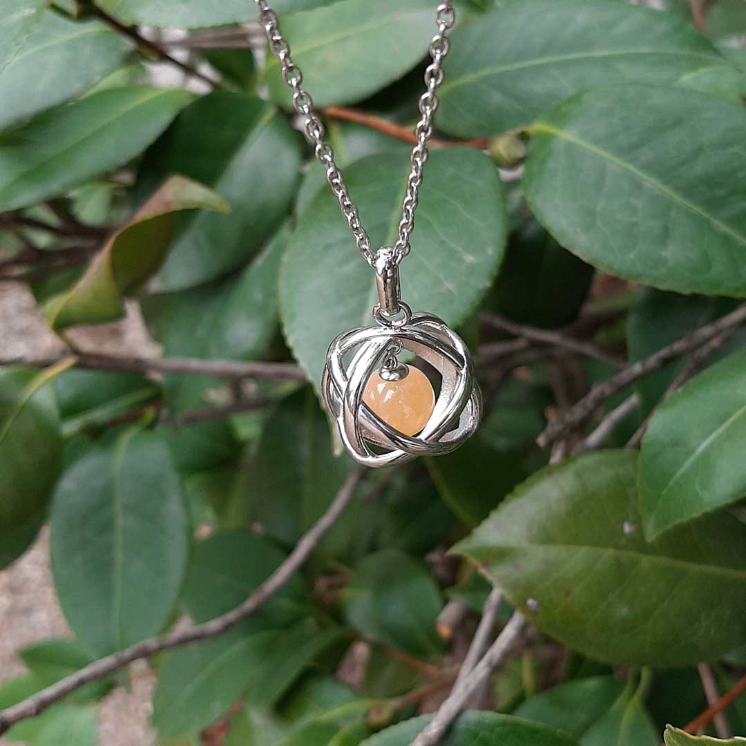 QUARZO CITRINO- Collana Regolabile Ciondolo Genesa in acciaio inossidabile con pietra naturale - Zen Home