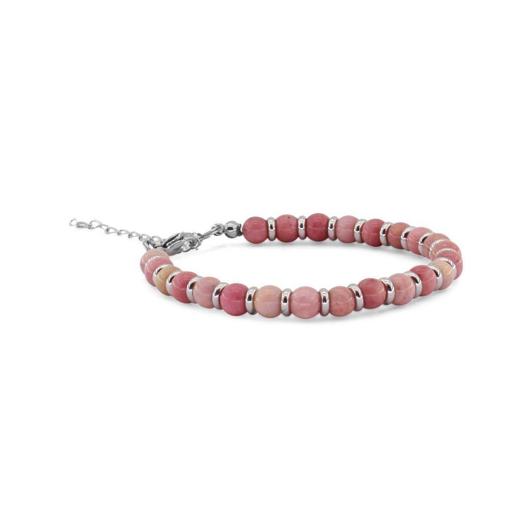 RODONITE - Bracciale Saturno con pietre naturali da 6 mm - Zen Home