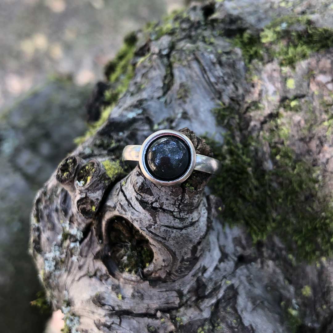 TORMALINA NERA - Anello in acciaio inossidabile free nickel da 8 mm - Zen Home (17184828)