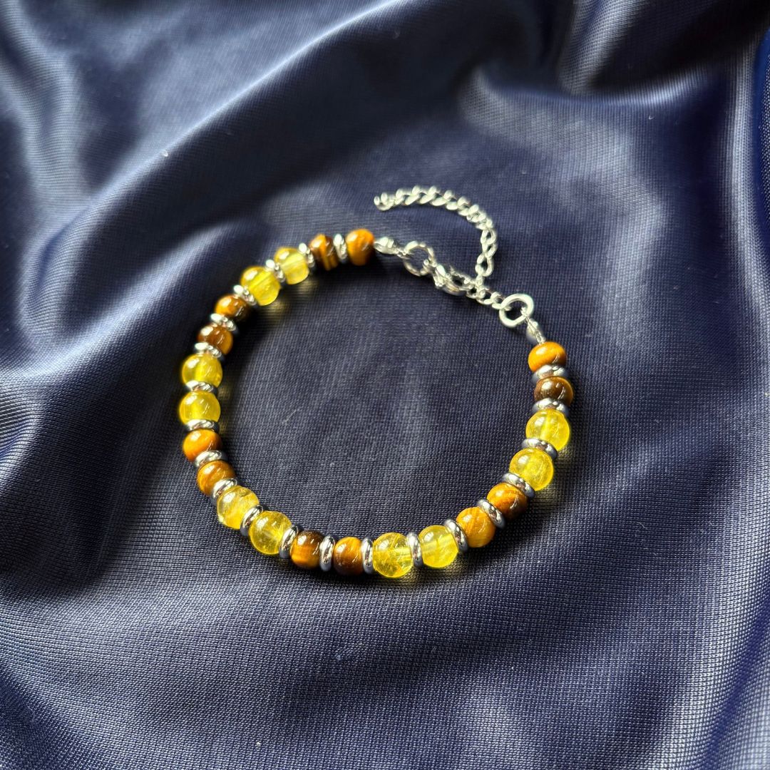 Bracciale Occhio di Tigre e Quarzo Citrino – Equilibrio, Abbondanza & Manifestazione