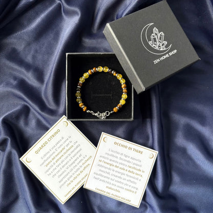 Bracciale Occhio di Tigre e Quarzo Citrino – Equilibrio, Abbondanza & Manifestazione