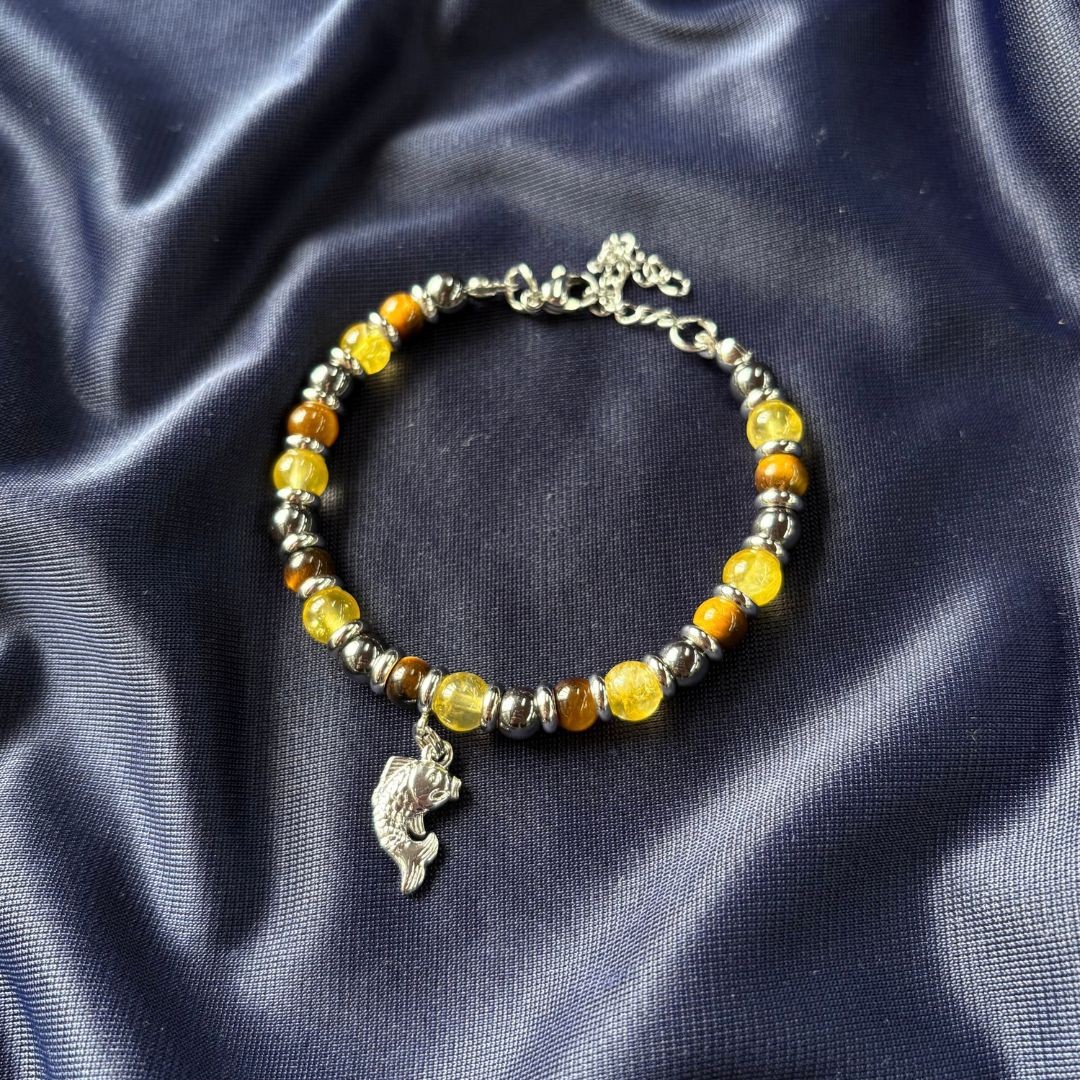 Bracciale Carpa Giapponese con Quarzo Citrino, Ematite e Occhio di Tigre