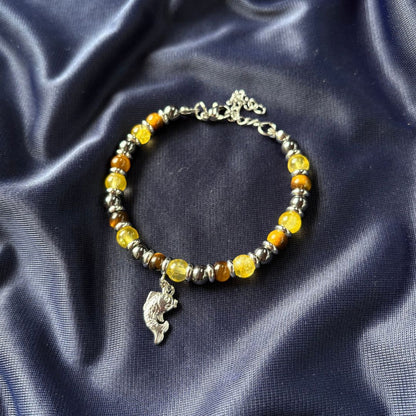 Bracciale Carpa Giapponese con Quarzo Citrino, Ematite e Occhio di Tigre