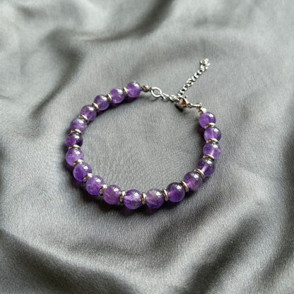 Bracciale Saturno con pietre naturali Ametista da 8mm