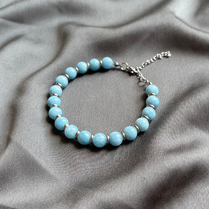 Bracciale Saturno con pietre naturali Angelite da 8mm