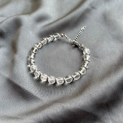 Bracciale Saturno con pietre naturali Cristallo di Rocca da 8mm