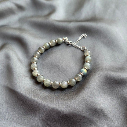 Bracciale Saturno con pietre naturali Labradorite da 8mm