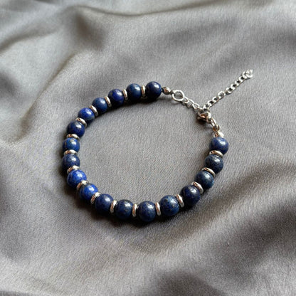 Bracciale Saturno con pietre naturali Lapislazzuli da 8mm