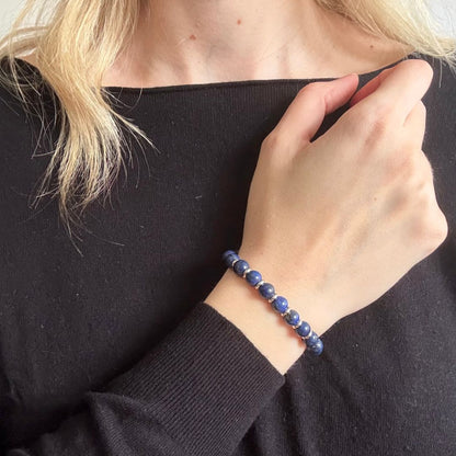 Bracciale Saturno con pietre naturali Lapislazzuli da 8mm