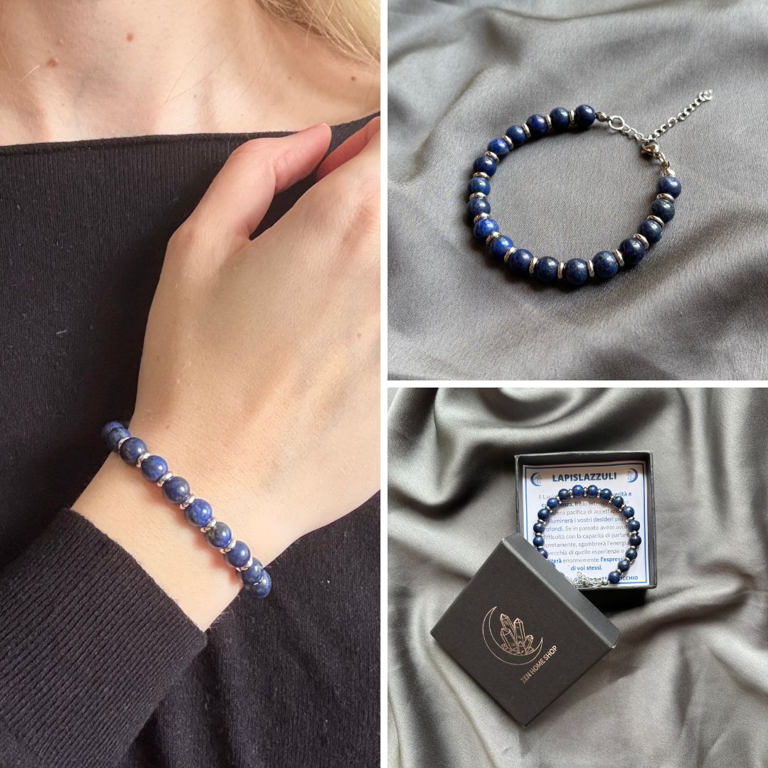 Bracciale Saturno con pietre naturali Lapislazzuli da 8mm