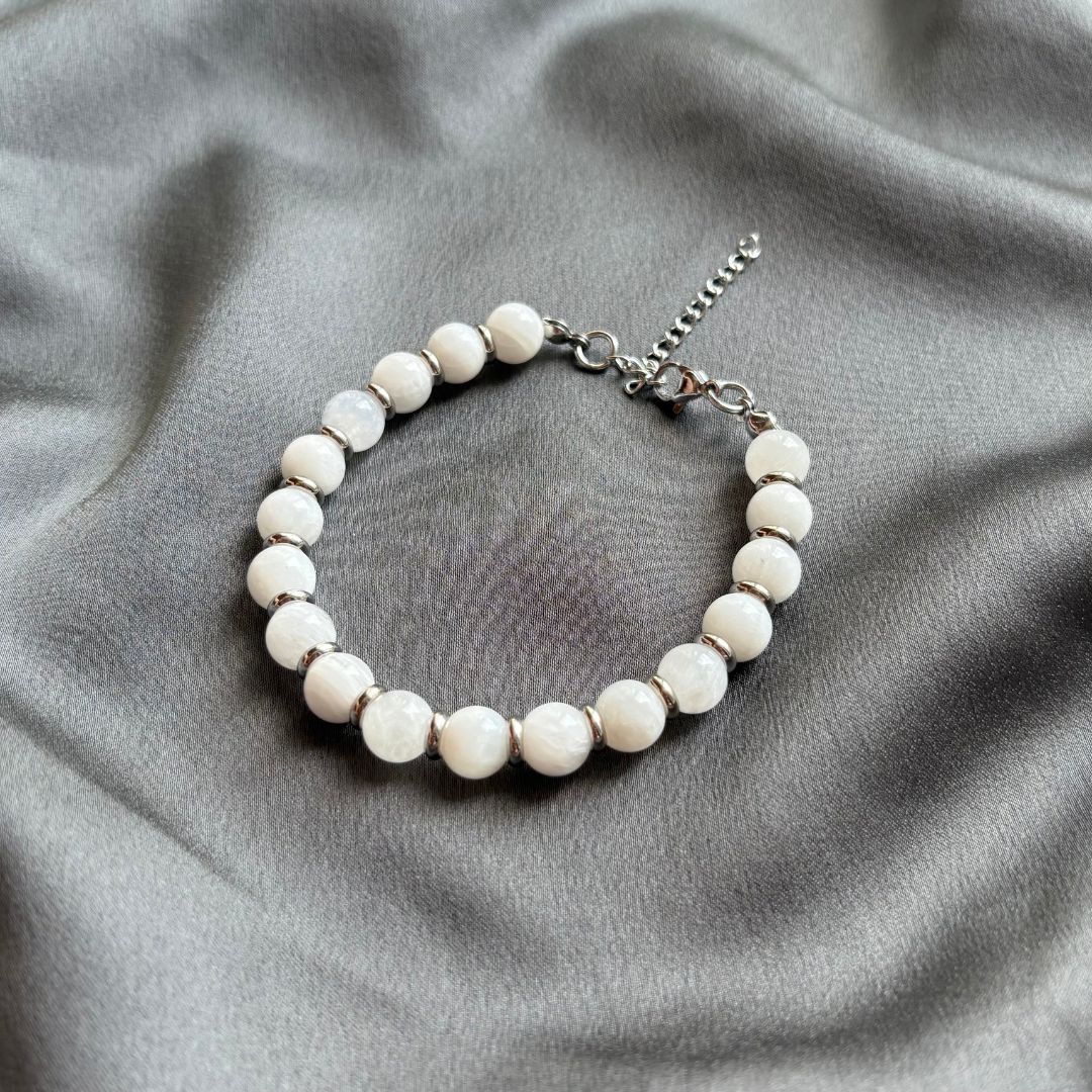 Bracciale Saturno con pietre naturali Pietra Luna da 8mm