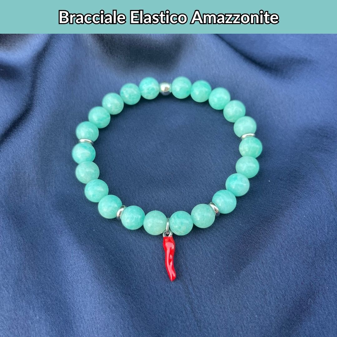 Bracciale elastico con pietra naturale Amazzonite