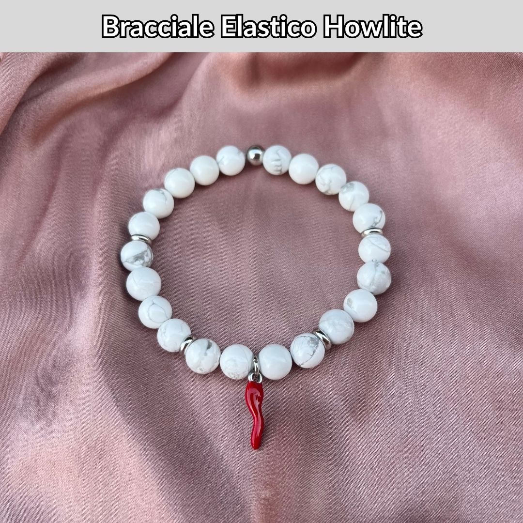 Bracciale elastico con pietra naturale Howlite