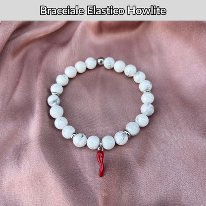Bracciale elastico con pietra naturale Howlite