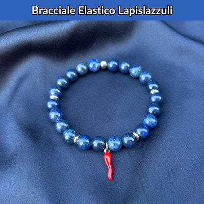 Bracciale elastico con pietra naturale Lapislazzuli