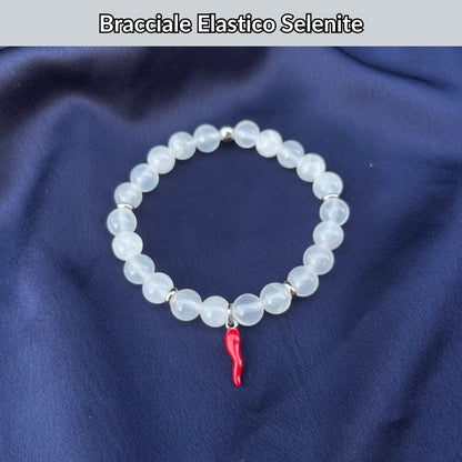 Bracciale elastico con pietra naturale Selenite