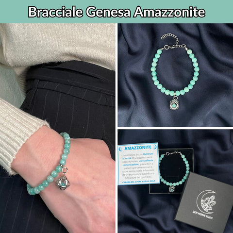 Bracciale con pietra naturale e ciondolo genesa