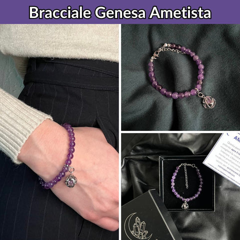 Bracciale con pietra naturale e ciondolo genesa