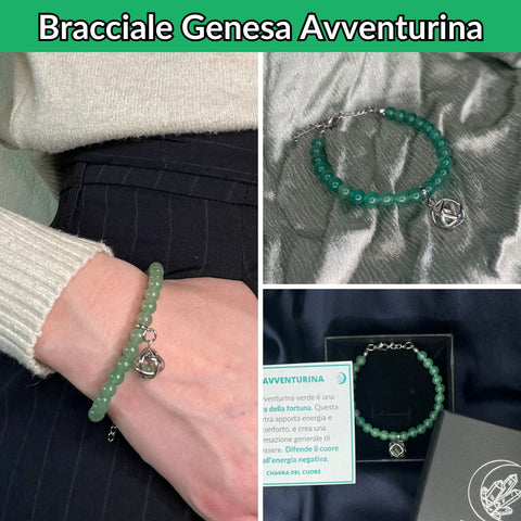 Bracciale con pietra naturale e ciondolo genesa