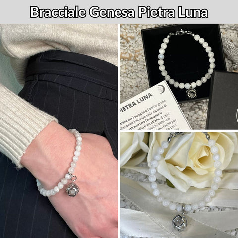 Bracciale con pietra naturale e ciondolo genesa