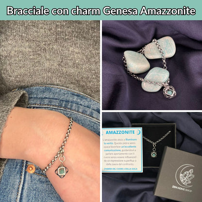 Bracciale acciaio inossidabile Charm Genesa Amazzonite