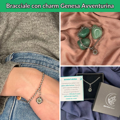 Bracciale acciaio inossidabile Charm Genesa Avventurina