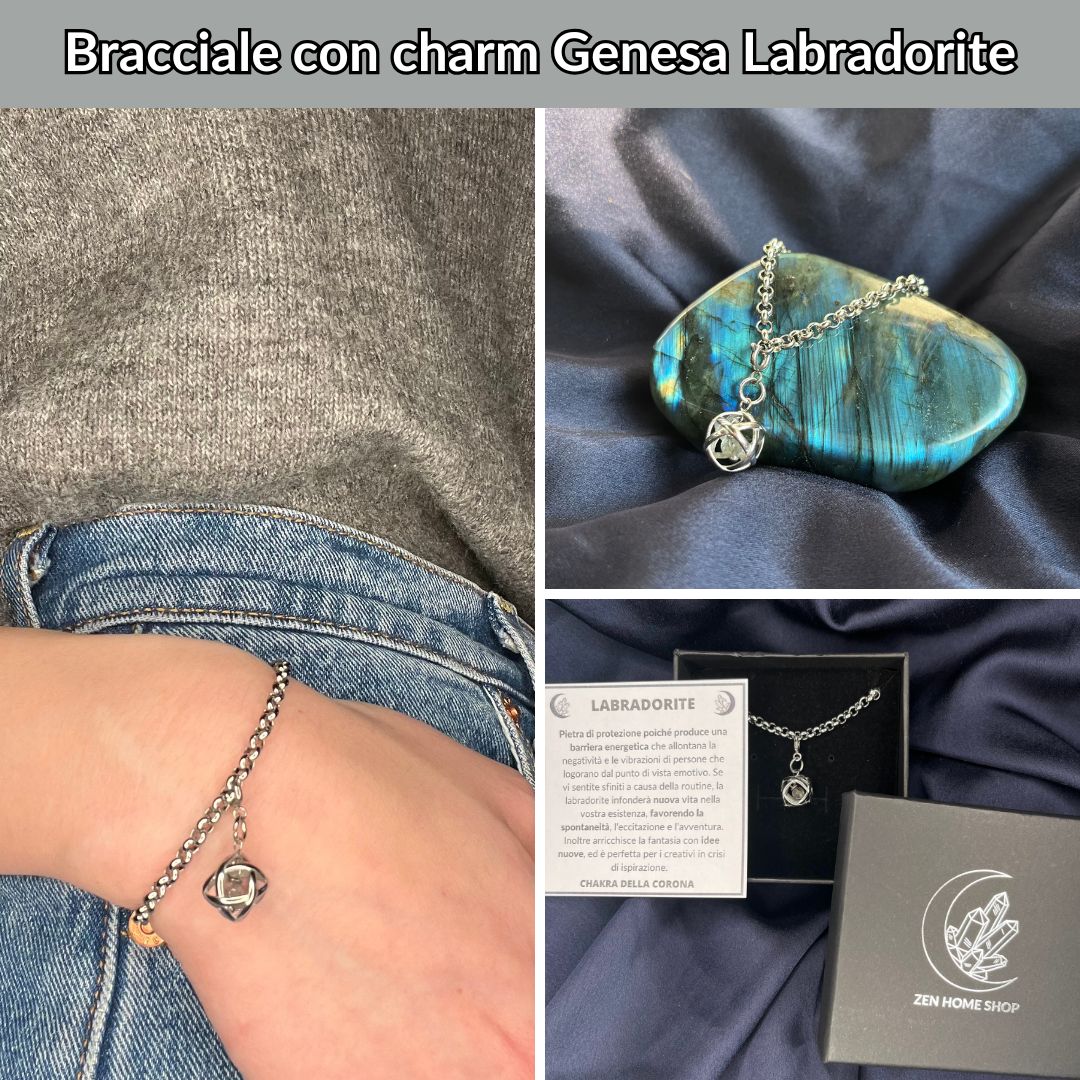 Bracciale acciaio inossidabile Charm Genesa Labradorite