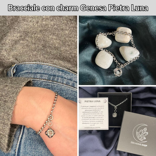 Bracciale acciaio inossidabile Charm Genesa Pietra Luna