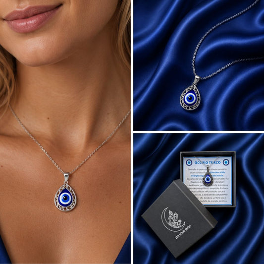 Collana Occhio Turco Regolabile – Acciaio Inossidabile