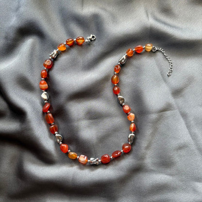 Collana Luce Argento Pietra Naturale Corniola