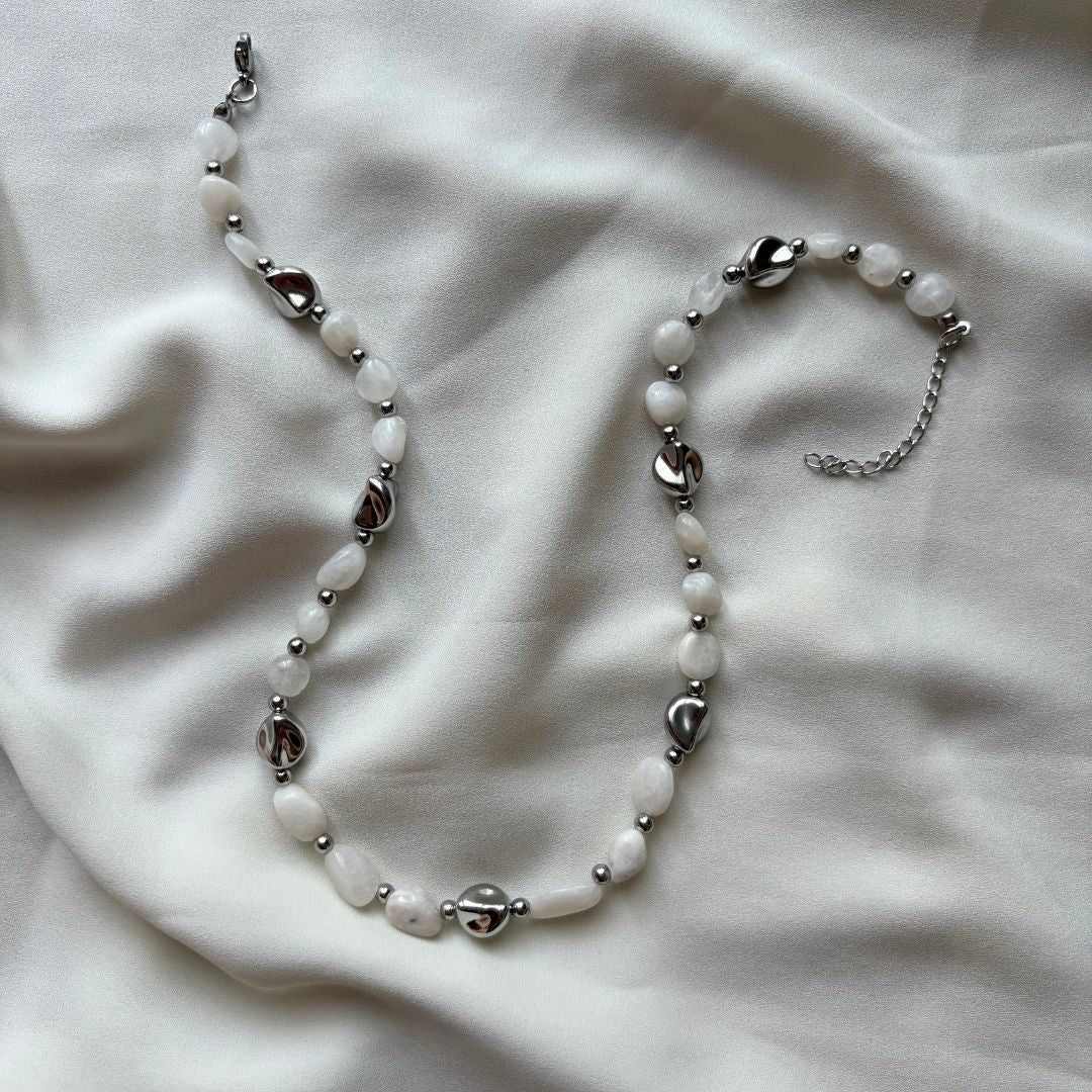 Collana Luce Argento Pietra Naturale Pietra Luna