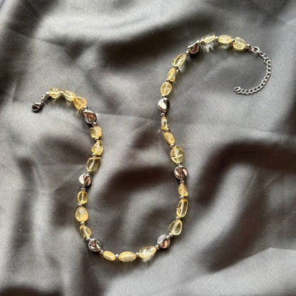 Collana Luce Argento Pietra Naturale Quarzo Citrino