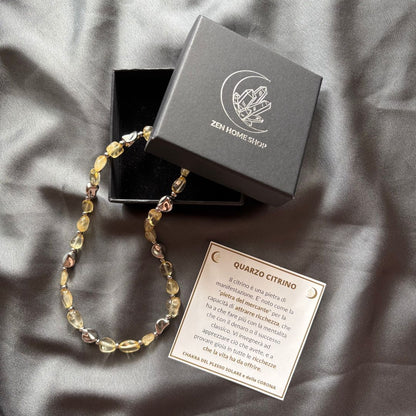 Collana Luce Argento Pietra Naturale Quarzo Citrino