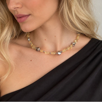 Collana Luce Argento Pietra Naturale Quarzo Citrino