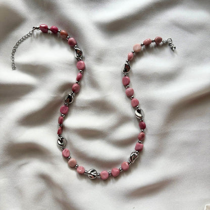 Collana Luce Argento Pietra Naturale Rodonite