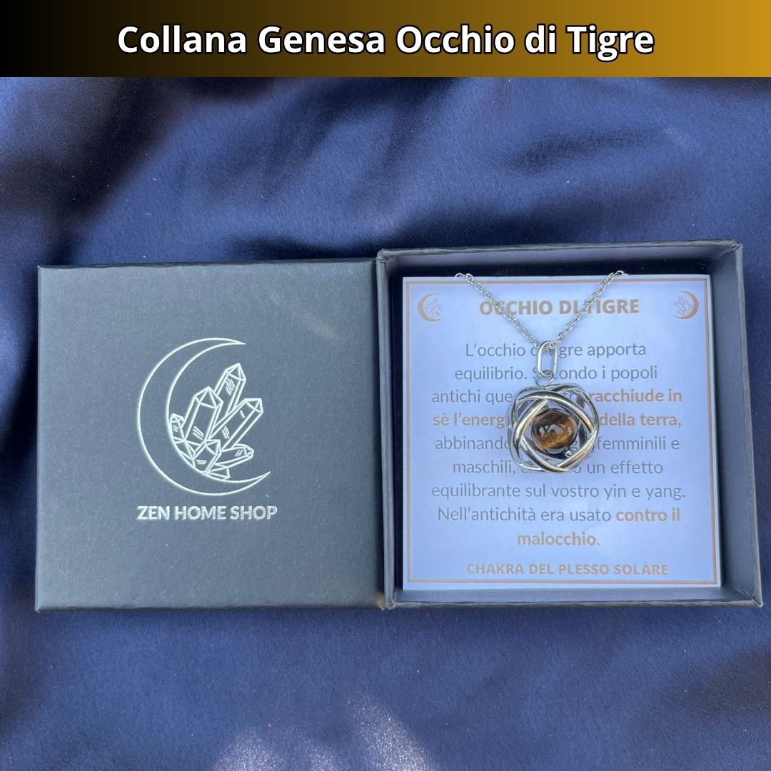Collana ciondolo Genesa Occhio di Tigre - Acciaio Inox