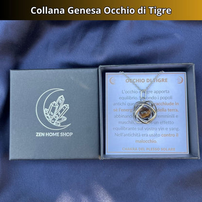 Collana ciondolo Genesa Occhio di Tigre - Acciaio Inox