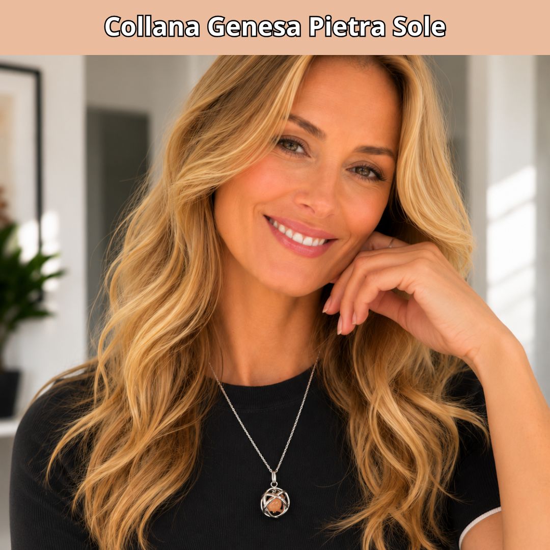 Collana ciondolo genesa Pietra Sole - acciaio inox