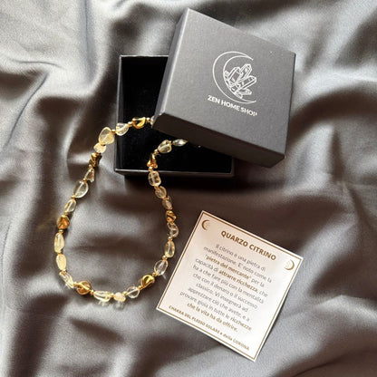 Collana Luce Oro Pietra Naturale Quarzo Citrino