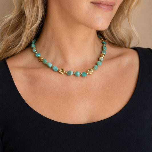 Collana Luce Oro Pietra Naturale Amazzonite