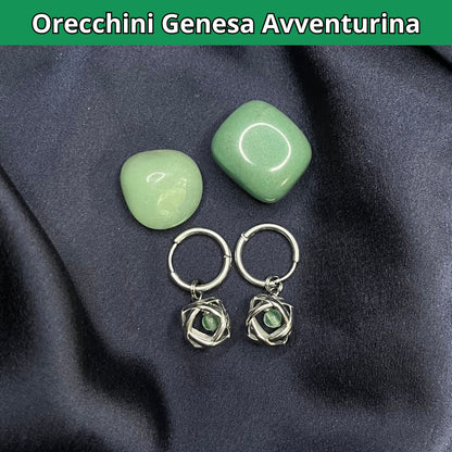 Orecchini Ciondolo Genesa in acciaio inossidabile con pietra naturale Avventurina