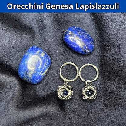 Orecchini Ciondolo Genesa in acciaio inossidabile con pietra naturale Lapislazzuli