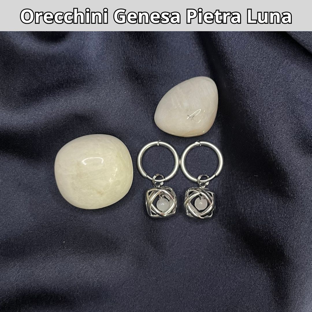 Orecchini Ciondolo Genesa in acciaio inossidabile con pietra naturale Pietra Luna