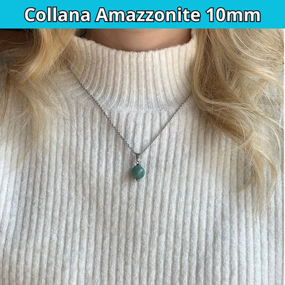 Amazzonite 10mm - Collana regolabile in acciaio - Zen Home