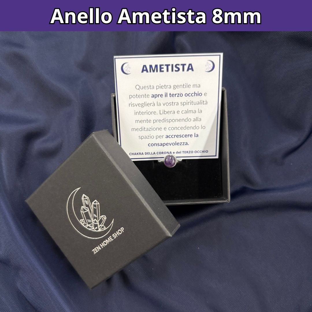 AMETISTA - Anello Regolabile in acciaio inossidabile free nickel da 8 mm - Zen Home