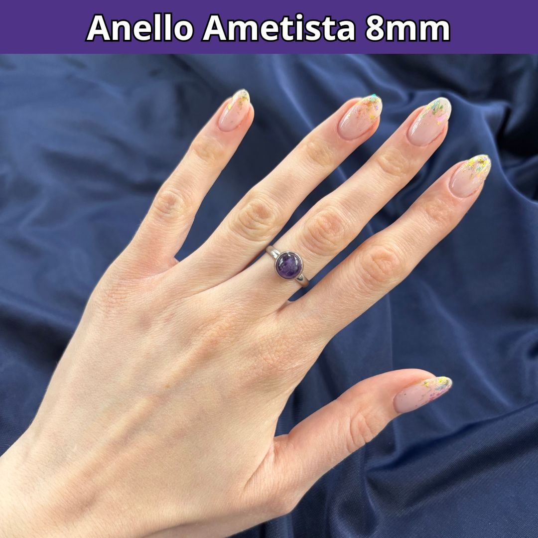 AMETISTA - Anello Regolabile in acciaio inossidabile free nickel da 8 mm - Zen Home