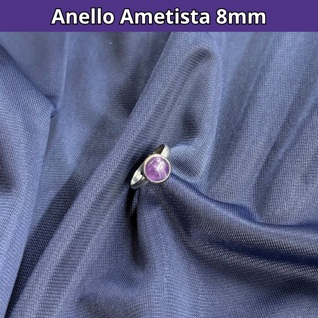 AMETISTA - Anello Regolabile in acciaio inossidabile free nickel da 8 mm - Zen Home