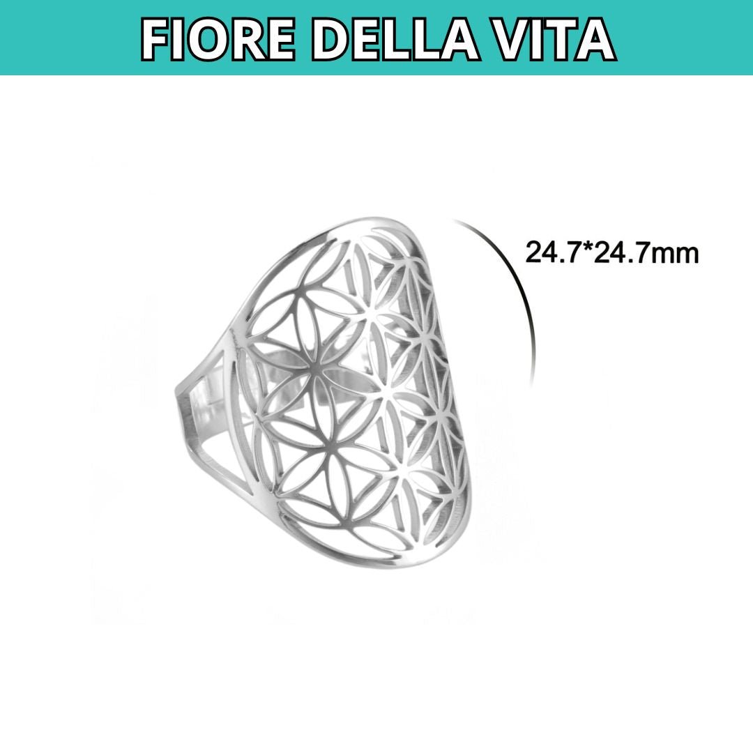 Anello regolabile Fiore della Vita in acciaio inossidabile - Zen Home (17709916)