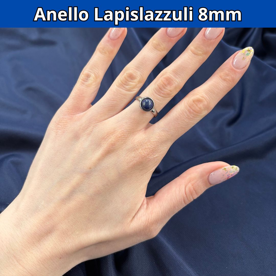 Anello regolabile in acciaio 8 mm Lapislazzuli - Zen Home
